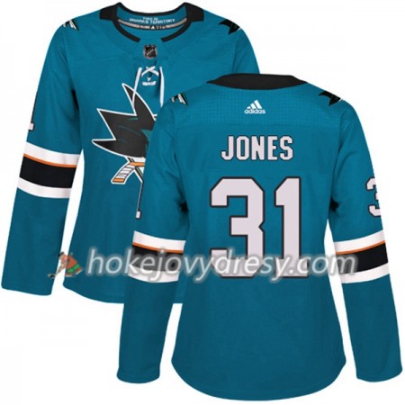 Dámské Hokejový Dres San Jose Sharks Martin Jones 31 Adidas 2017-2018 Teal Authentic